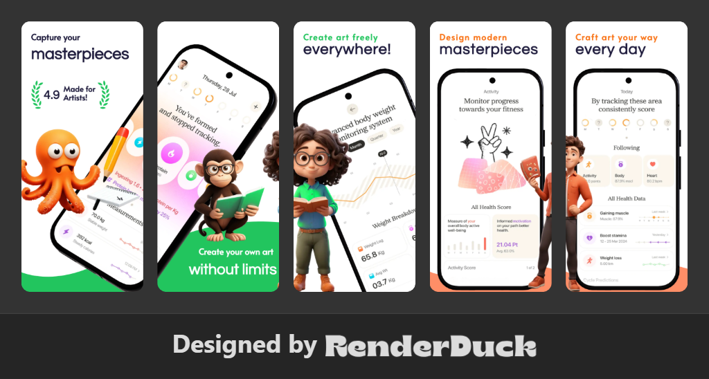 3D Android phone mockup generator preview created with RenderDuck