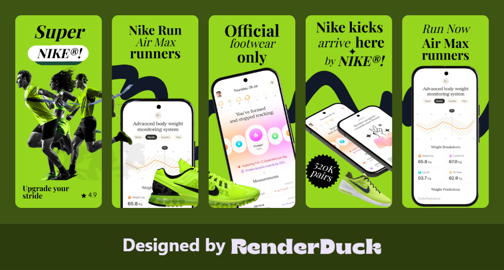 3D app screenshot examples with realistic phone mockups